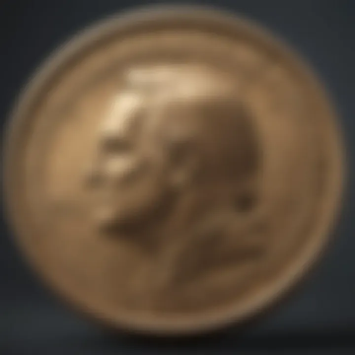 Detailed view of a rare dollar coin highlighting its features