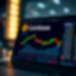 Coinbase platform interface showcasing trading options.