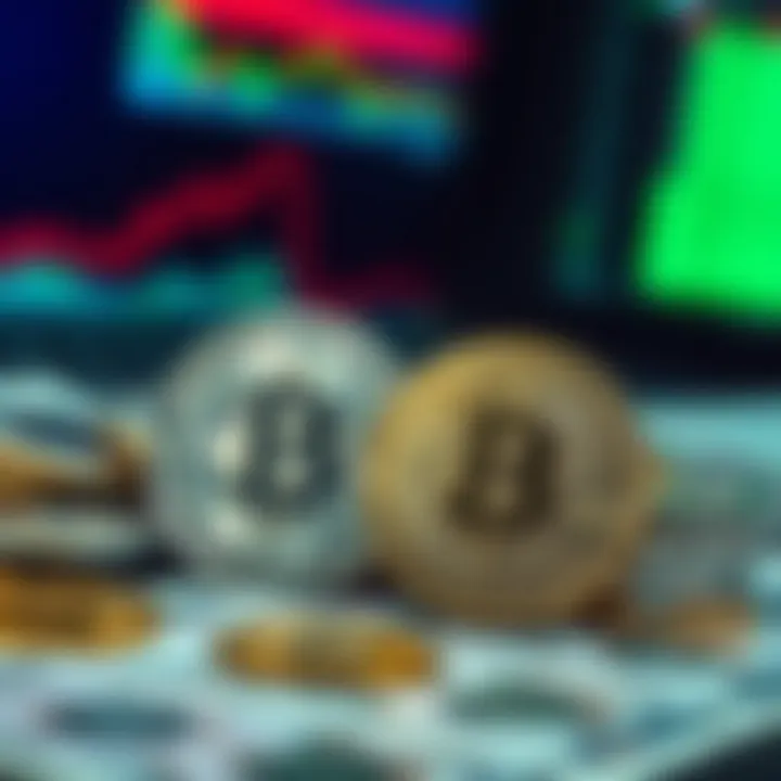 Interaction Between Cryptocurrency and Fiat Conceptual representation of cryptocurrency and fiat currency interaction