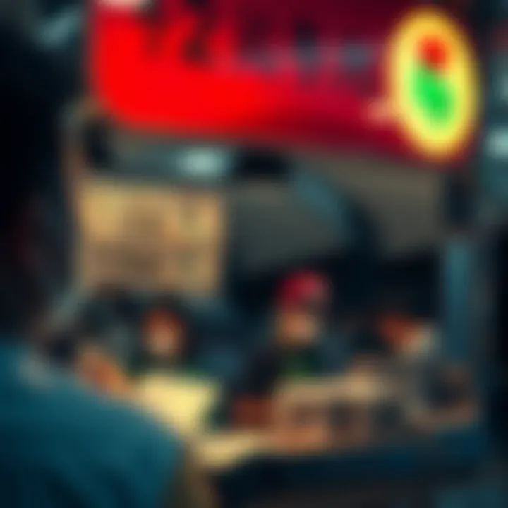 Currency Exchange in Action Currency exchange booth displaying US dollars and Indonesian rupiah