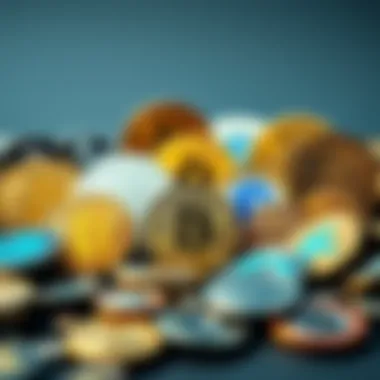 Diversity of Leading Cryptocurrencies Diverse digital currencies showcased in a graphic layout