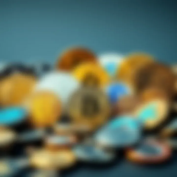 Diversity of Leading Cryptocurrencies Diverse digital currencies showcased in a graphic layout