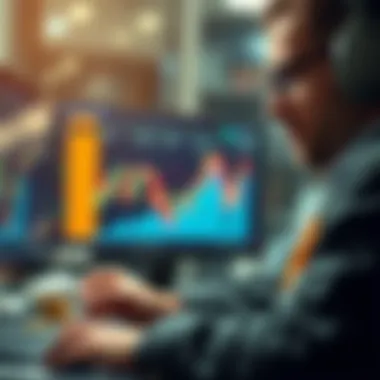 Market Trend Analysis Close-up of a trader analyzing market trends in cryptocurrency