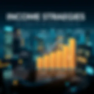 Income Strategies in Blockchain An infographic illustrating various income strategies in blockchain