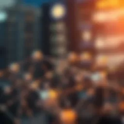 A visual representation of blockchain technology with interconnected nodes