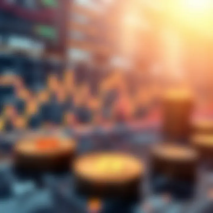 Cryptocurrency Trends Visualization An abstract representation of cryptocurrency trends with graphs and charts