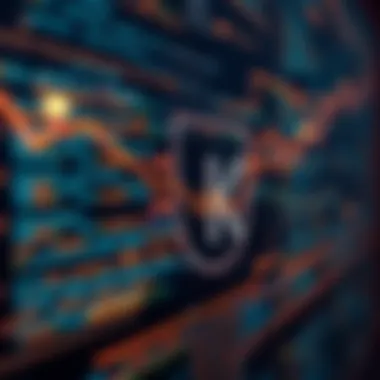 Blockchain Coding and Data Exchange A close-up view of blockchain coding and digital data exchange