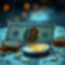 Visual representation of dollar cash and cryptocurrency convergence