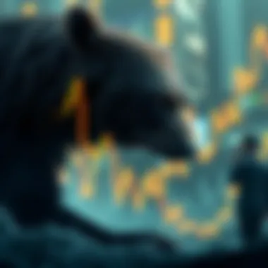 Artistic Depiction of Bear Market Dynamics An artistic depiction of a bear market showcasing downward trends