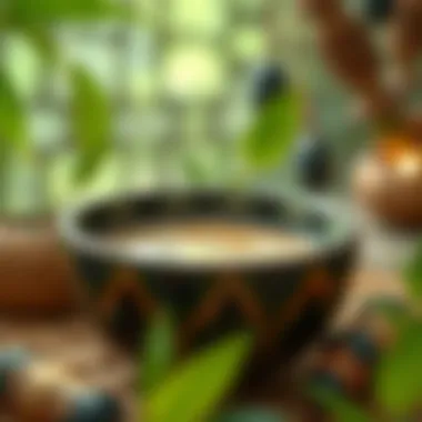 Traditional kava bowl filled with prepared beverage