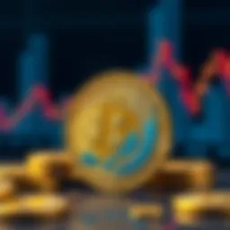 Bitcoin symbol with financial graph